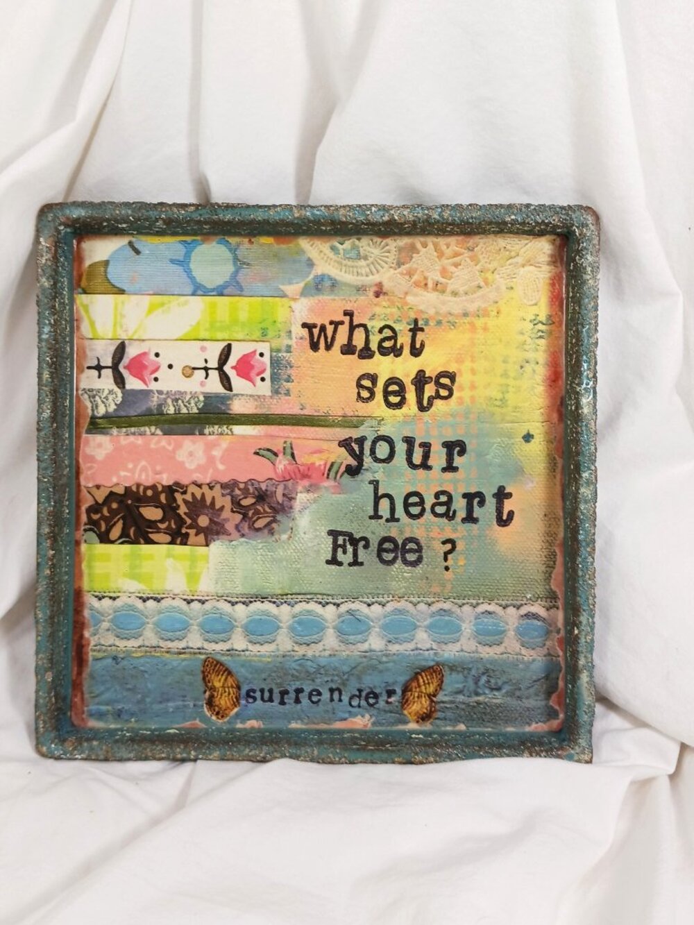 Kelly Rae Roberts DEMDACO What Sets...Free Decorative Tray Metal Square 12x12"